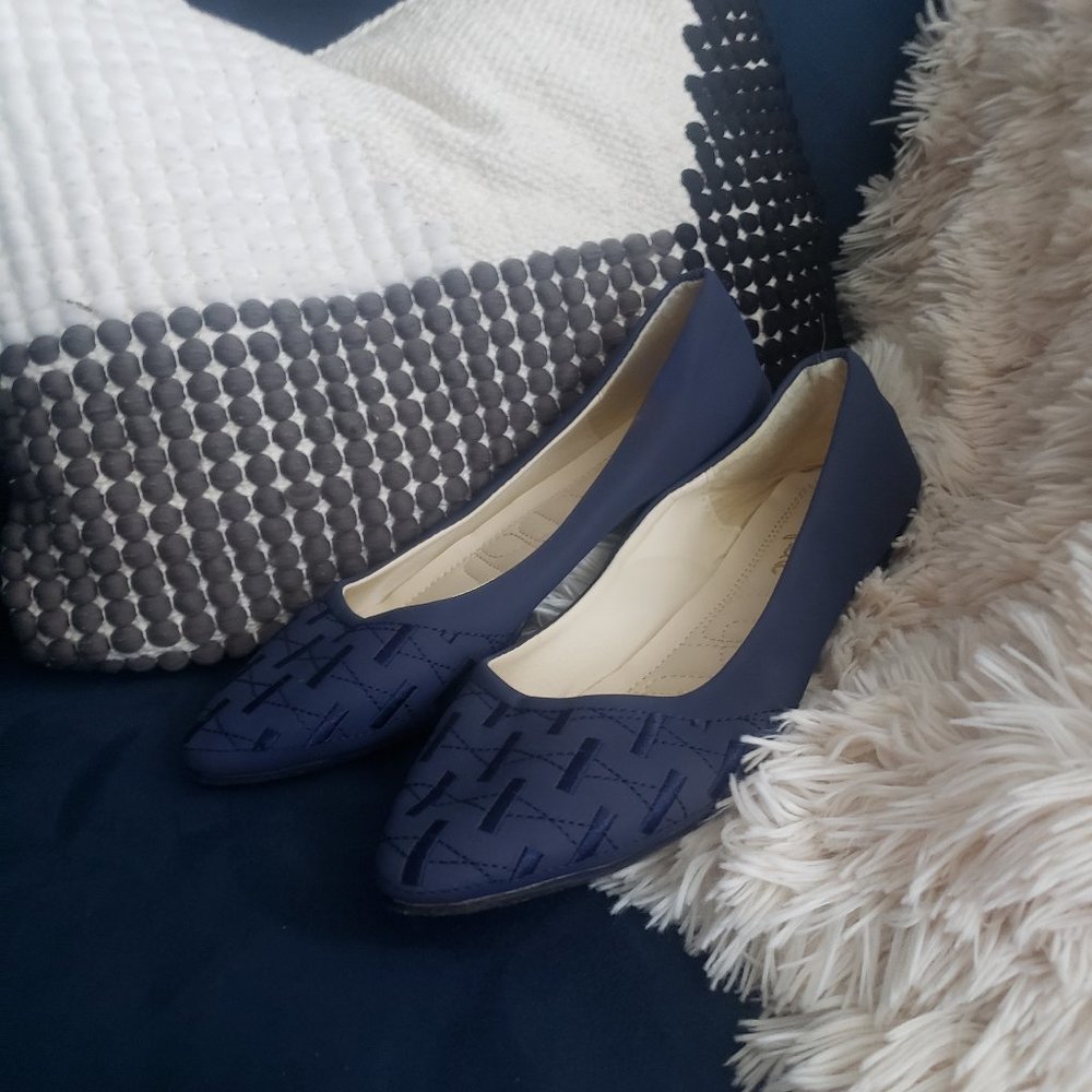 Navy Pointed Toe Flats